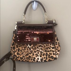 Sharif sequin animal print flap crossbody